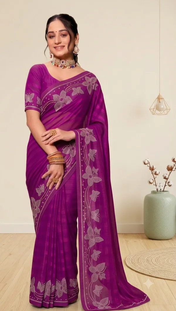 Purple_Silk_Floral_Embellished_Saree_For_Women