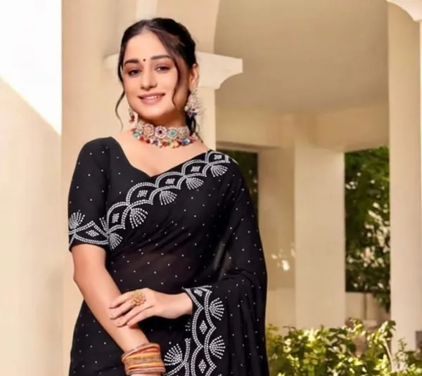 Black_Georgette_Silk_Embroidered_Saree_For_Women