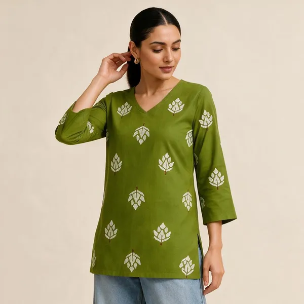 Green_Cotton_Straight_Floral_Printed_Kurta_For_Women