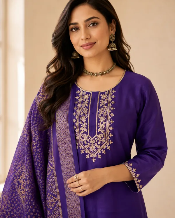 Purple_Roman_Silk_Straight_Embroidered_Kurta_Set_For_Women