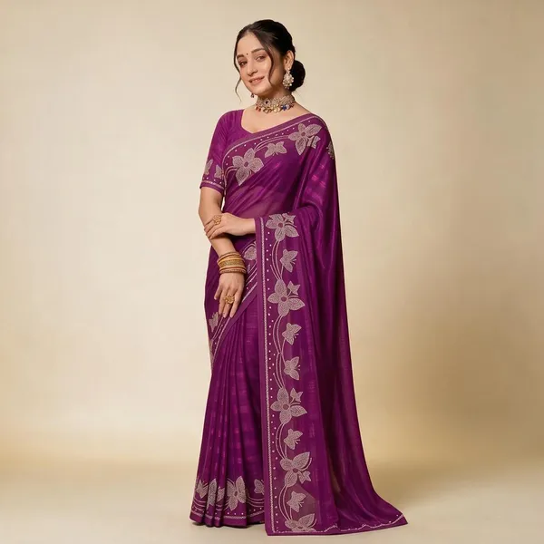 Purple_Silk_Floral_Embellished_Saree_For_Women