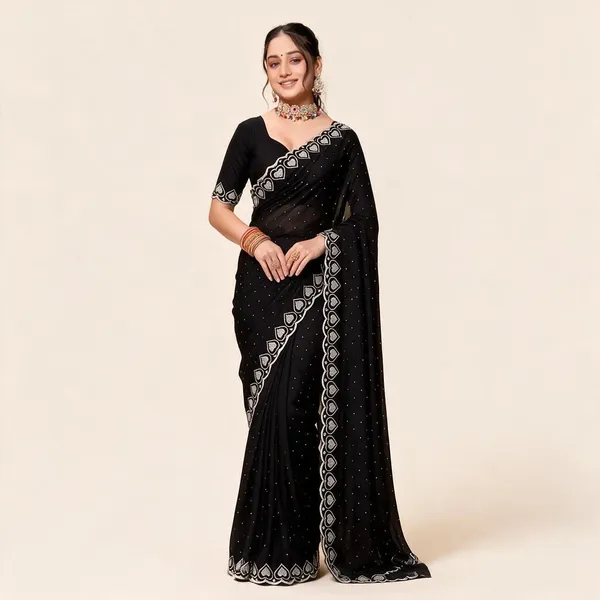 Black_Georgette_Silk_Printed_Saree_For_Women