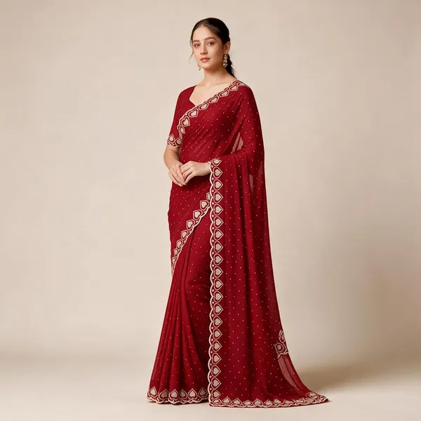 Red_Georgette_Silk_Printed_Saree_For_Women
