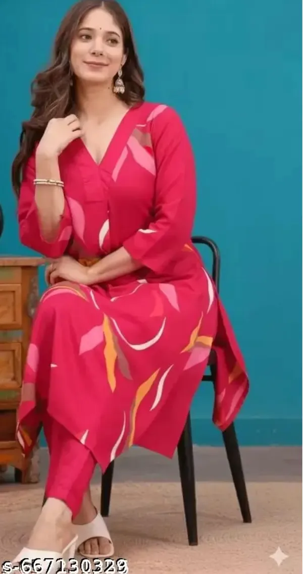 Pink_Viscose_Rayon_Straight_Printed_Kurta_Set_For_Women