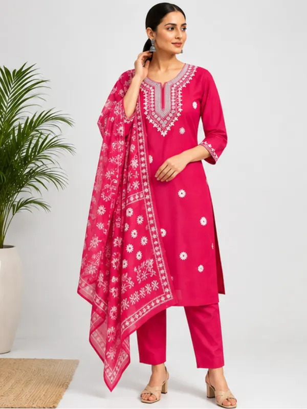 Pink_Viscose_Rayon_Straight_Printed_Kurta_Set_For_Women