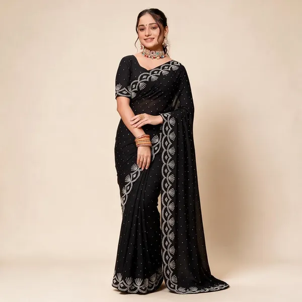 Black_Georgette_Silk_Embroidered_Saree_For_Women