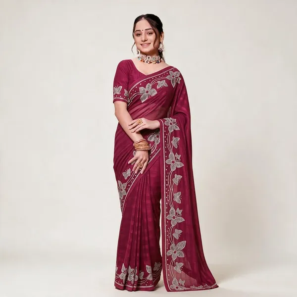 Maroon_Silk_Floral_Embroidered_Saree_For_Women