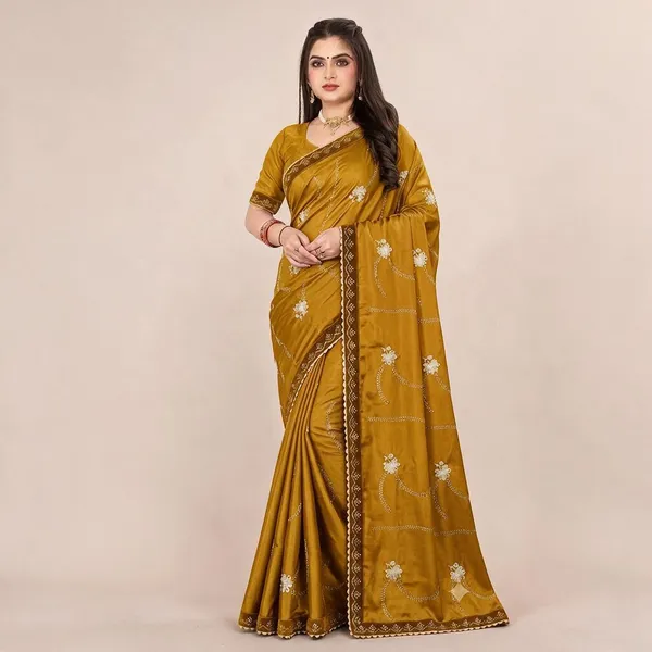 Mustard_Heavy_Chinnon_Embellished_Saree_For_Women