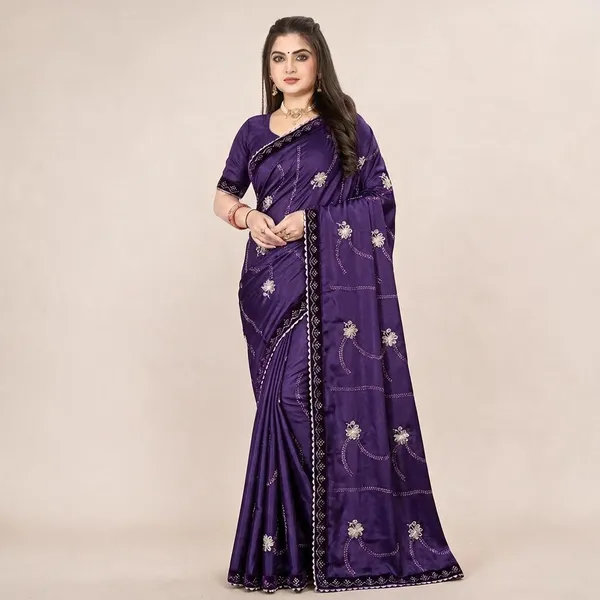 Purple_Heavy_Chinnon_Embroidered_Saree_For_Women