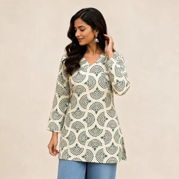 Cream_Cotton_Straight_Geometric_Printed_Kurta_For_Women