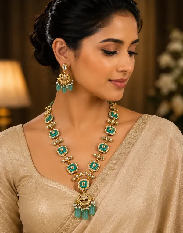 Gold_And_Green_Kundan_Pearl_Necklace_And_Earrings_Set_For_Women