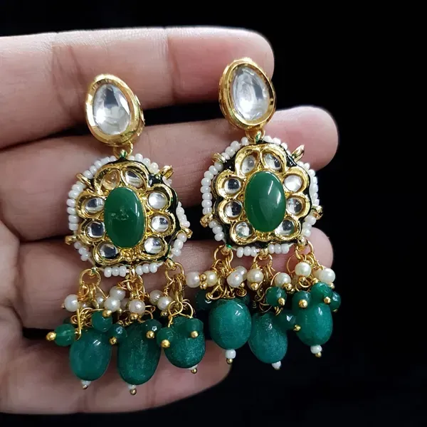 Green_And_Gold_Kundan_Pearl_Beaded_Drop_Earrings_For_Women