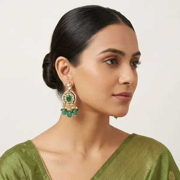 Green_And_Gold_Kundan_Pearl_Beaded_Drop_Earrings_For_Women