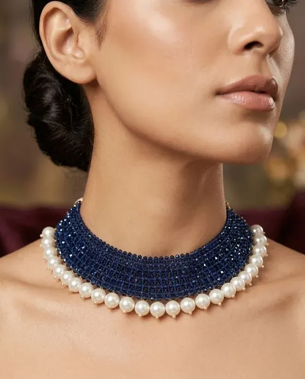 Blue_Crystal_Beaded_Pearl_Border_Choker_Necklace_For_Women