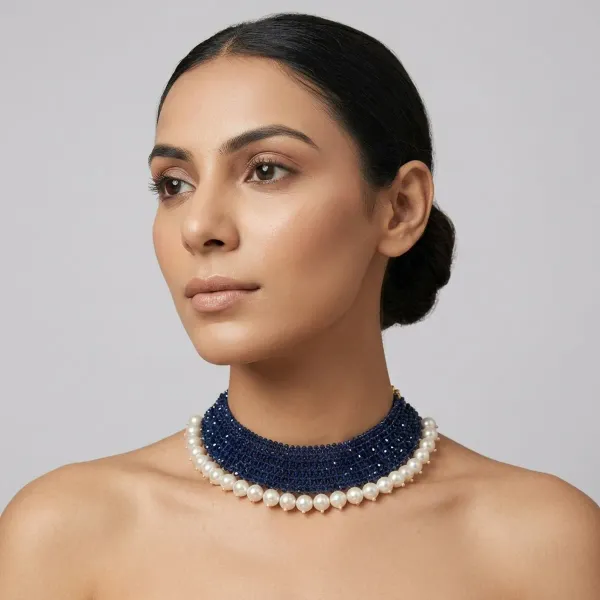 Blue_Crystal_Beaded_Pearl_Border_Choker_Necklace_For_Women
