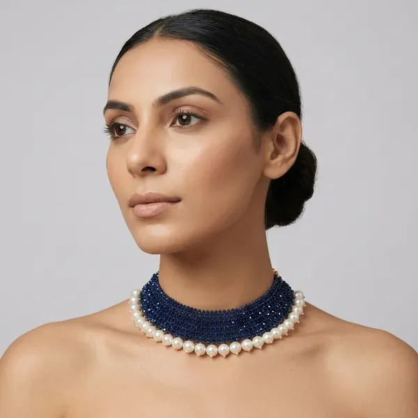 Blue_Crystal_Beaded_Pearl_Border_Choker_Necklace_For_Women