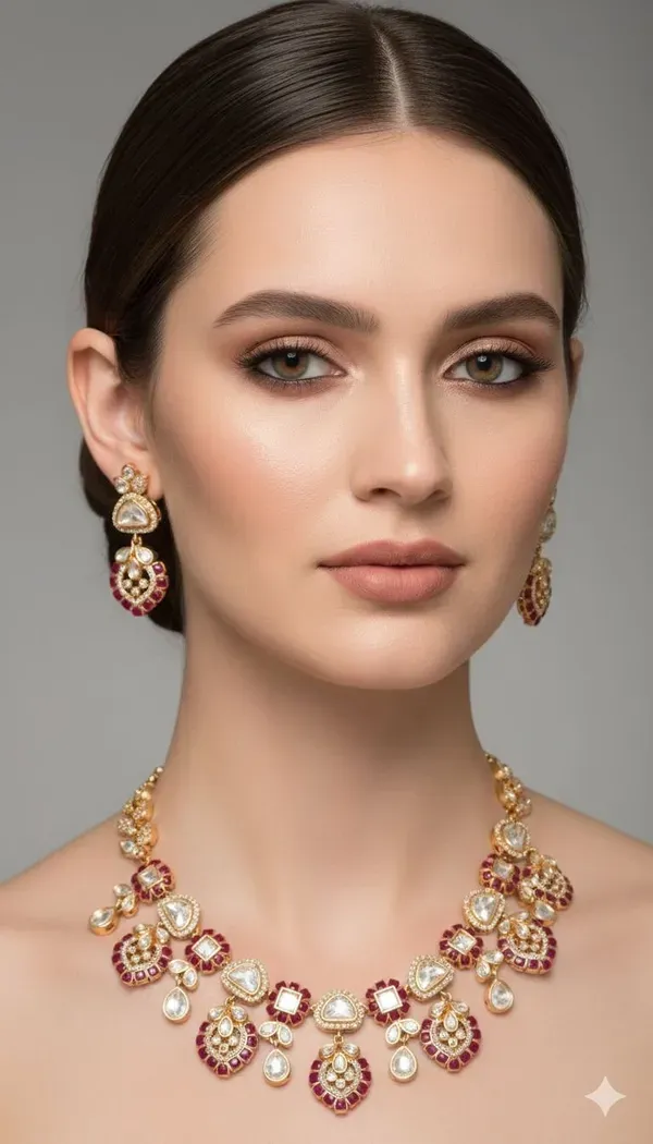 Gold_Kundan_Ruby_Stone_Bridal_Necklace_And_Earrings_Set_For_Women