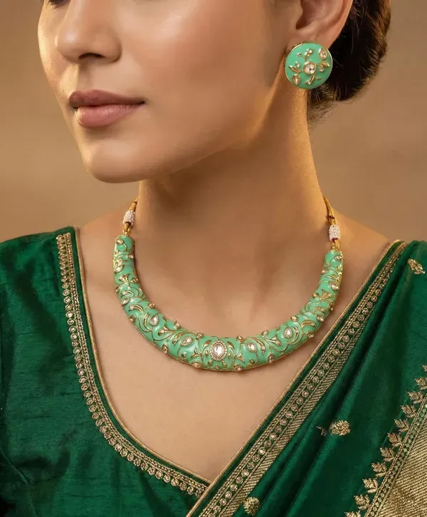 Green_Kundan_Enamel_Meenakari_Choker_Necklace_Set_For_Women