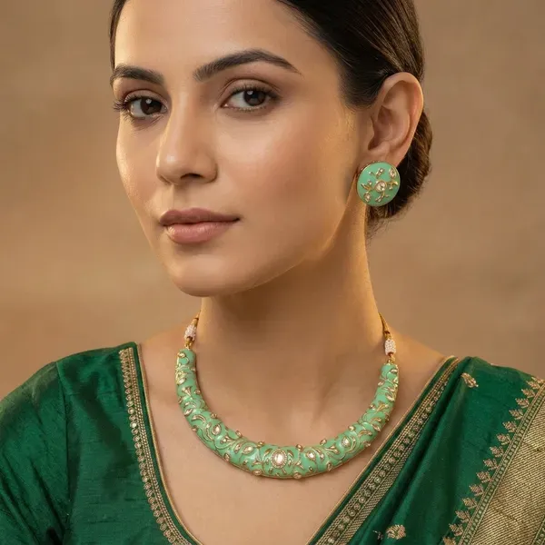 Green_Kundan_Enamel_Meenakari_Choker_Necklace_Set_For_Women