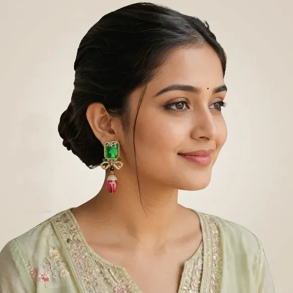 Green_And_Pink_Kundan_Emerald_Stone_Drop_Statement_Earrings_For_Women