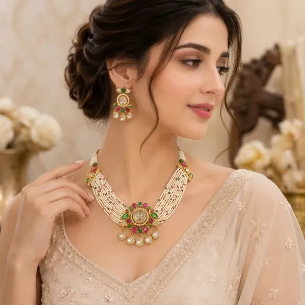 Multicolor_Kundan_Pearl_Multi_Strand_Bridal_Necklace_Set_For_Women