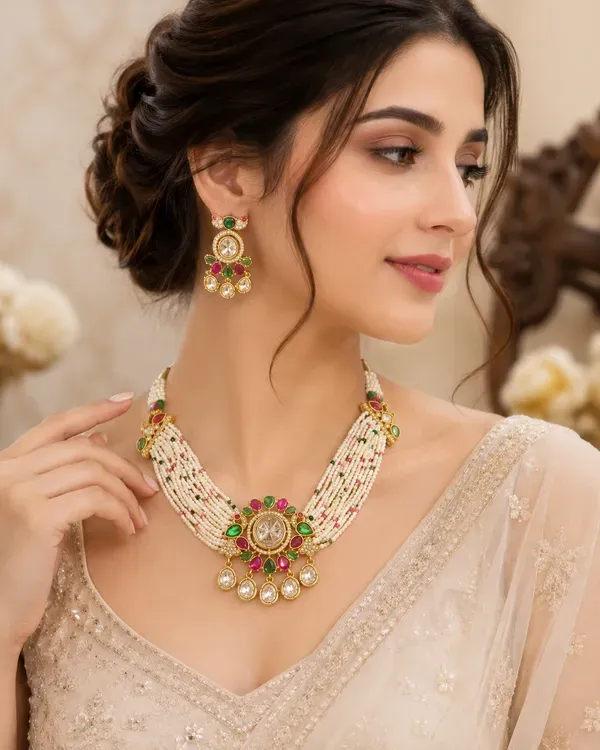 Multicolor_Kundan_Pearl_Multi_Strand_Bridal_Necklace_Set_For_Women