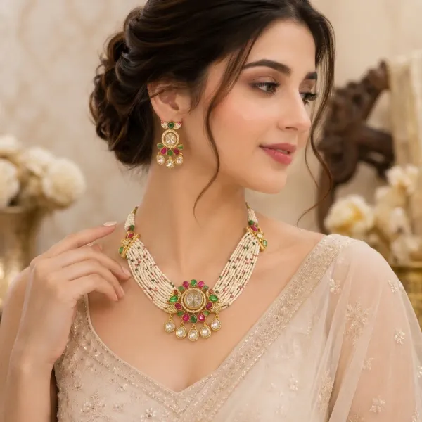 Multicolor_Kundan_Pearl_Multi_Strand_Bridal_Necklace_Set_For_Women