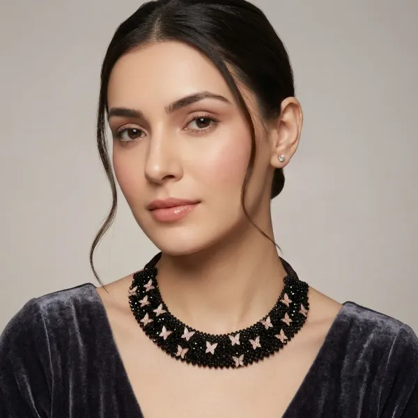 Black_Beaded_Butterfly_Statement_Necklace_For_Women
