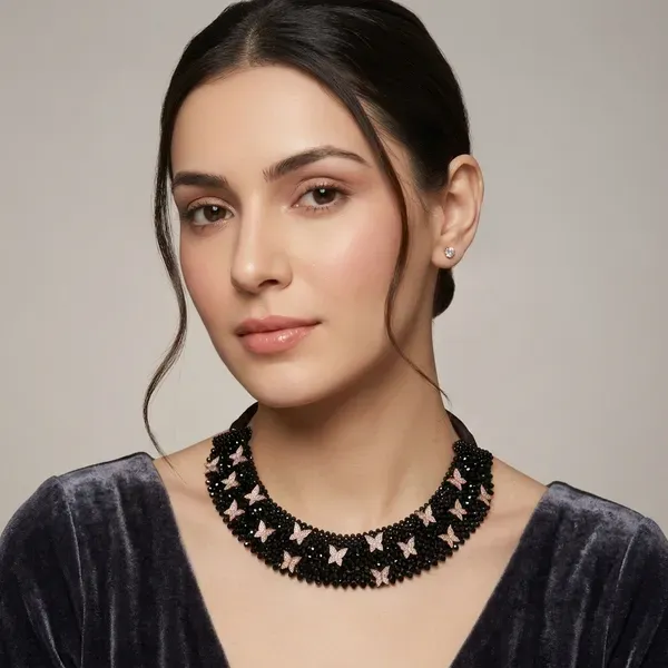 Black_Beaded_Butterfly_Statement_Necklace_For_Women