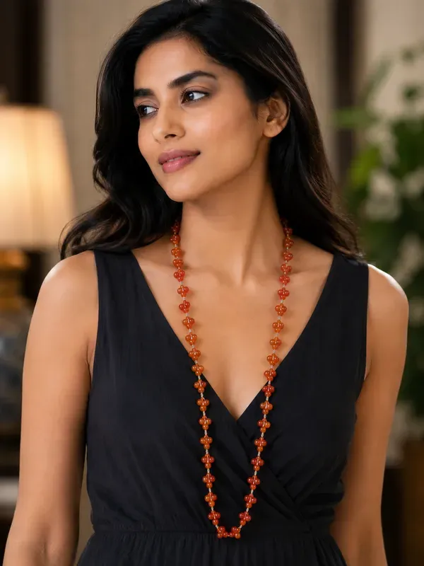 Orange_Beaded_Long_Necklace_For_Women