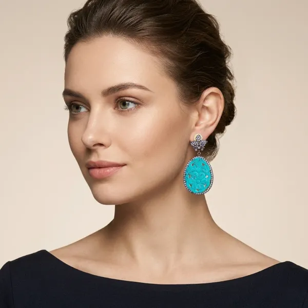 Turquoise_Crystal_Floral_Drop_Earrings_For_Women