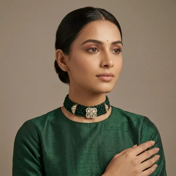 Green_Beaded_Kundan_Floral_Choker_Necklace_For_Women