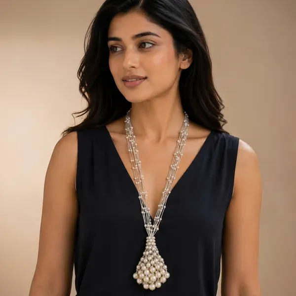 Silver_Pearl_Beaded_Multi_Layer_Long_Necklace_For_Women