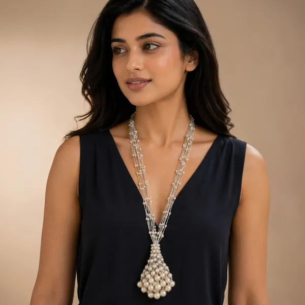 Silver_Pearl_Beaded_Multi_Layer_Long_Necklace_For_Women