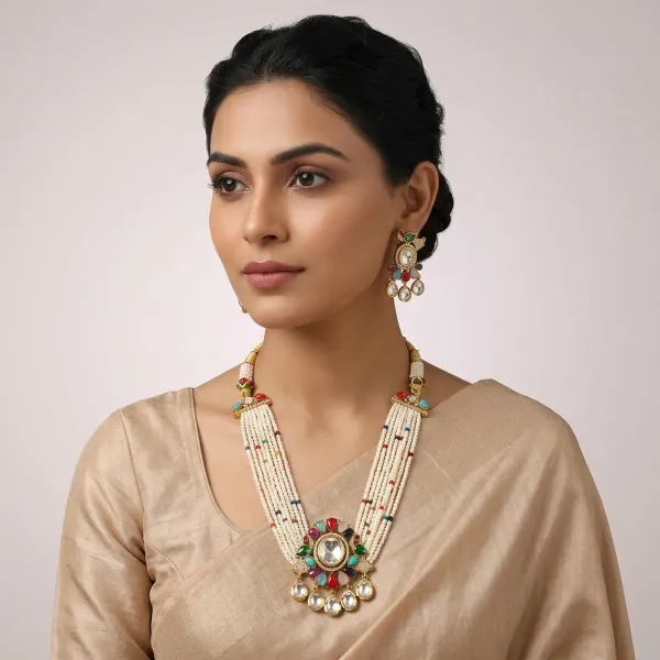Multicolor_Kundan_Beaded_Choker_Necklace_Set_For_Women