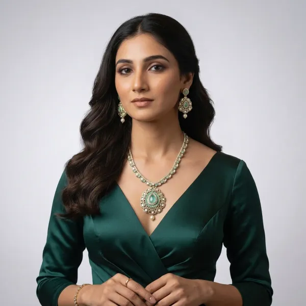 Green_And_Gold_Kundan_Pearl_Statement_Necklace_And_Earrings_Set_For_Women