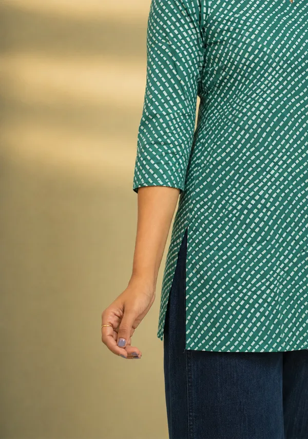 Leher_Teal_Cotton_Short_Kurti_Teal_Green