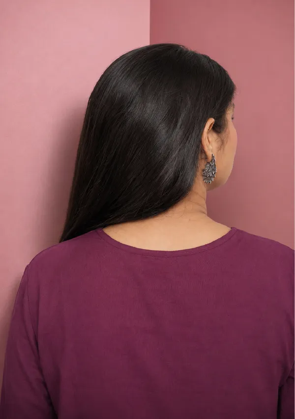 Rangini_Magenta_Bell_Sleeve_Cotton_Short_Kurti_Purple_Cotton