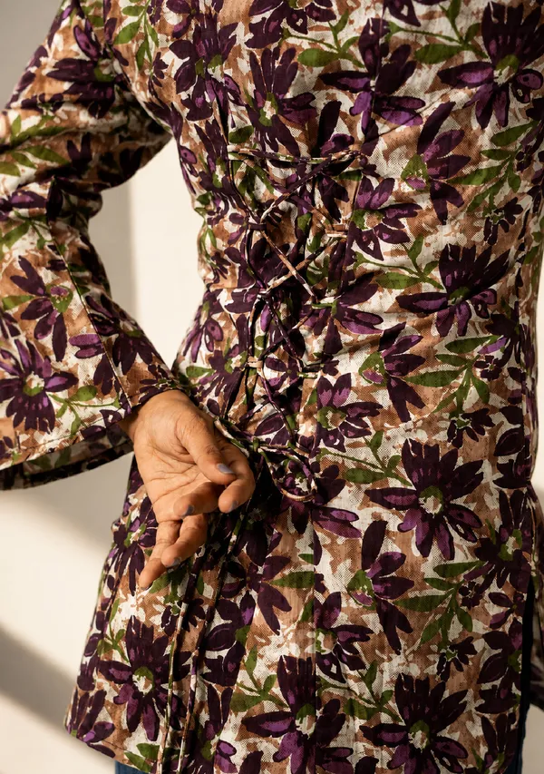 Gulnaar_Purple_Floral_Square_Neck_Short_Kurti_Plum_Purple_Cotton