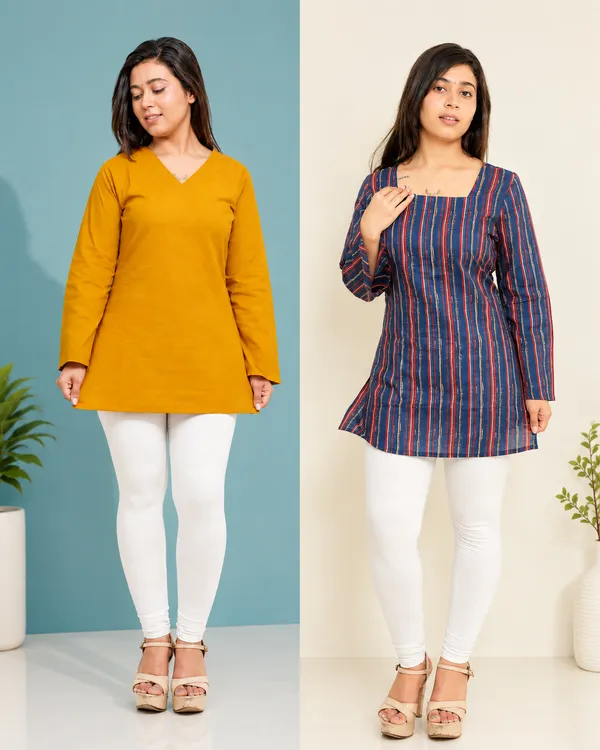 Multicolor_Cotton_Short_Kurti_Combo_Set