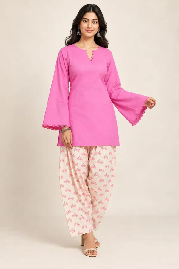 Gulabo_Pink_Bicycle_Print_Farshi_Salwar_Co_Ord_Set_Pink_Cotton