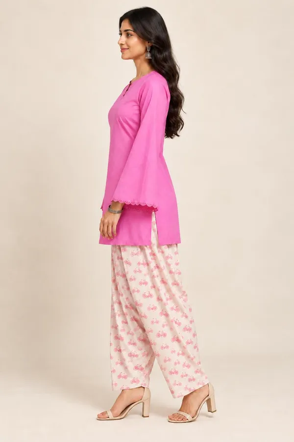 Gulabo_Pink_Bicycle_Print_Farshi_Salwar_Co_Ord_Set_Pink_Cotton