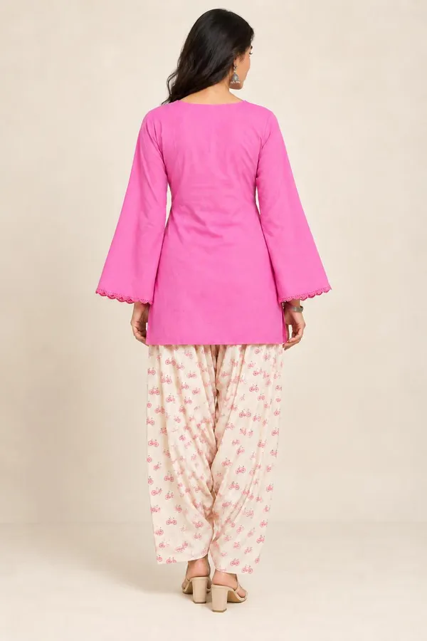 Gulabo_Pink_Bicycle_Print_Farshi_Salwar_Co_Ord_Set_Pink_Cotton