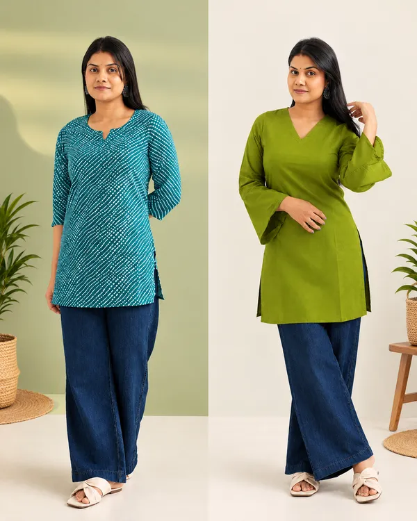 Multicolor_Cotton_Short_Kurti_Combo_Set