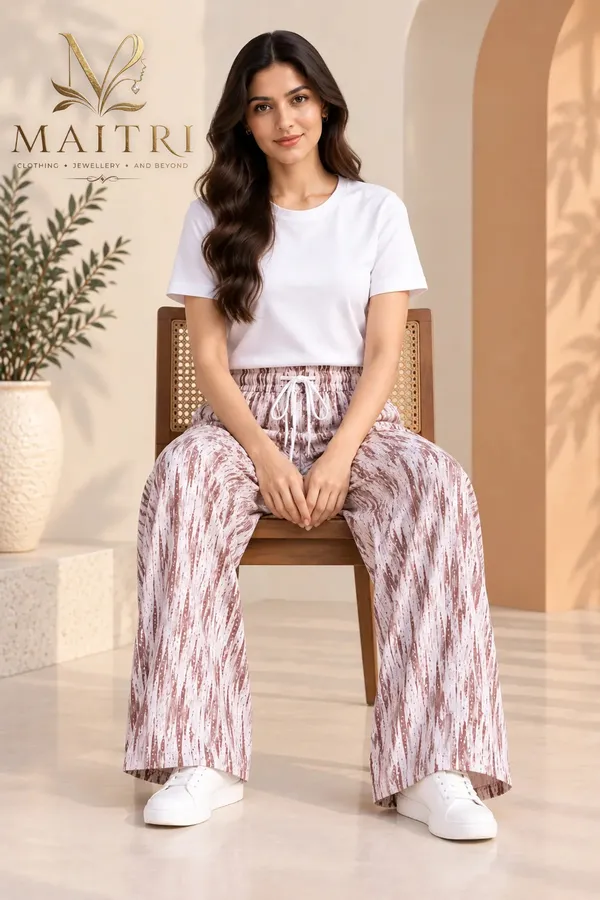 White_Printed_Wide_Leg_Pants_for_Women