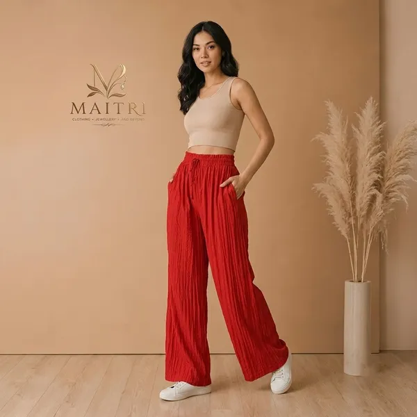 Red_Lycra_Pleated_Trouser_For_Women