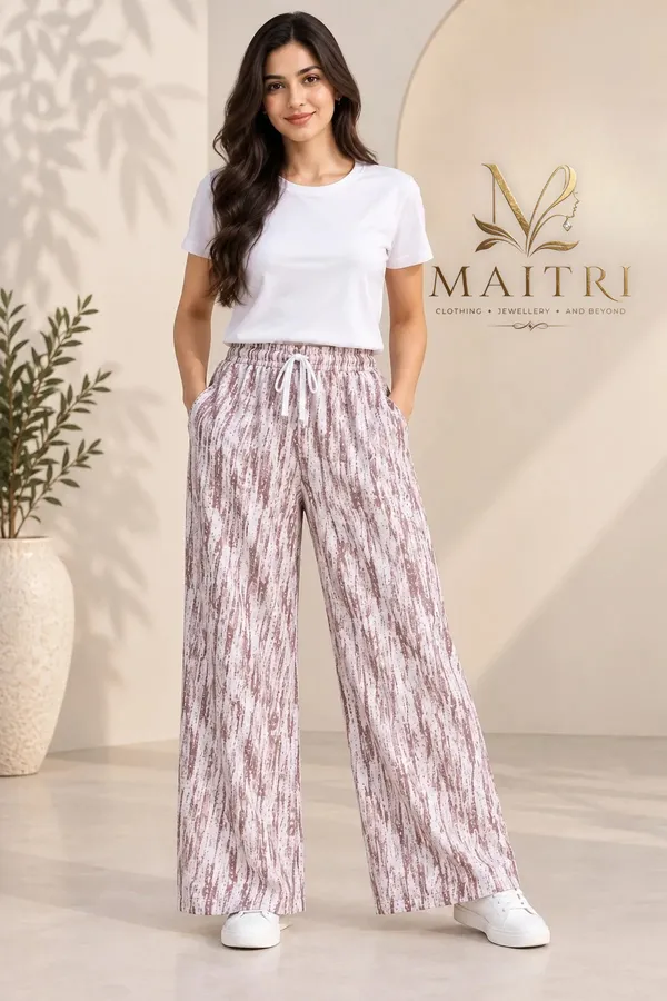 White_Printed_Wide_Leg_Pants_for_Women