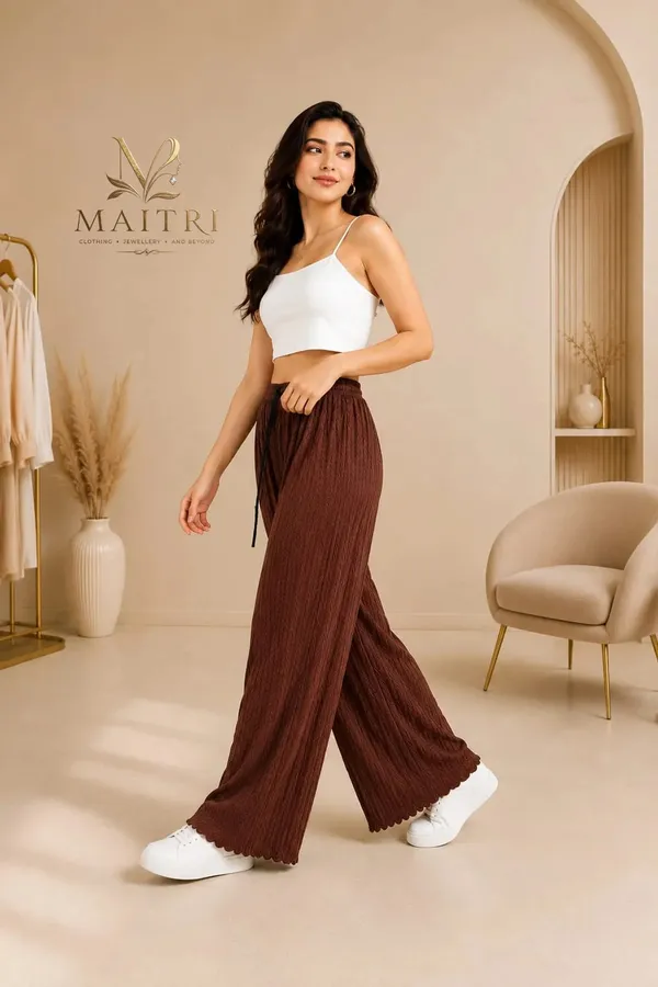 Brown_Lycra_Pleated_Trouser_For_Women