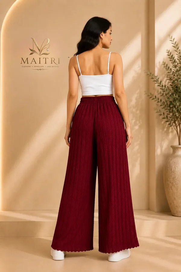 Maroon_Lycra_Pleated_Trouser_For_Women