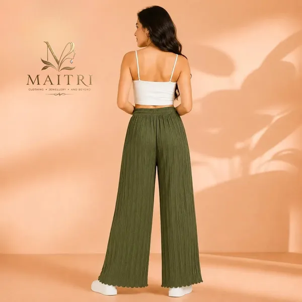 Olive_Green_Lycra_Pleated_Trouser_For_Women